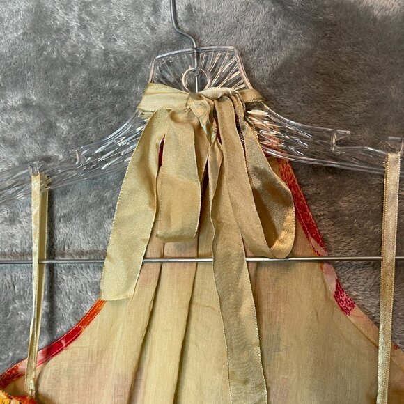 TRAMP Women Y2K Silk Colorful Floral Halter Neck Relaxed Fit Tank Top L - Picture 5 of 11